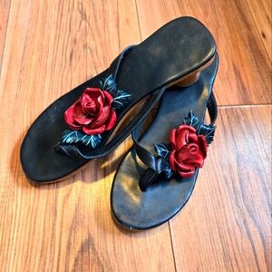 Rose wooden heel sandal Size 38